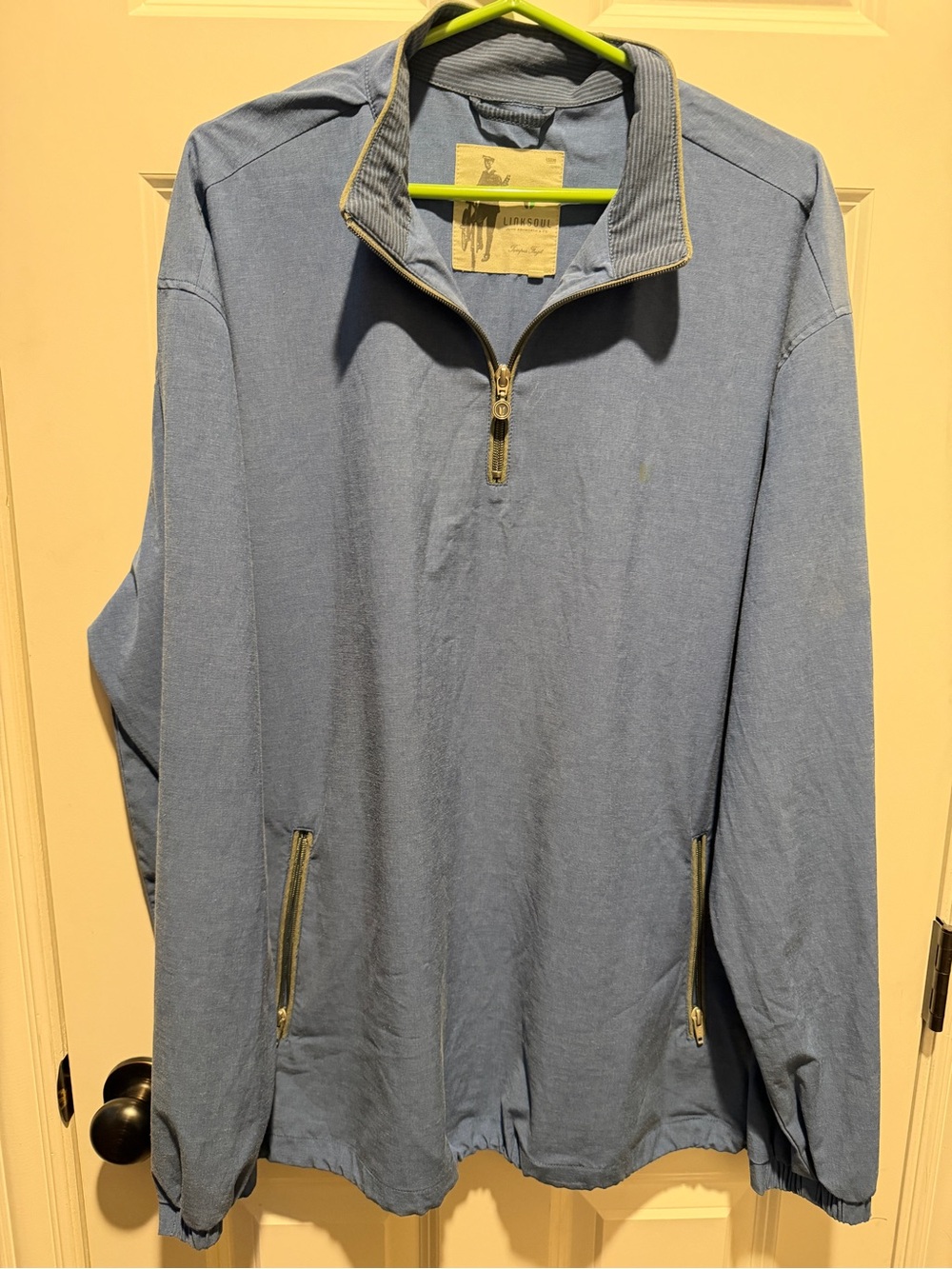Linksoul Men's Light Blue Zip-Up Pullover with Contrast Trim